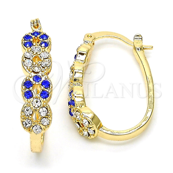 Argolla Pequeña 02.100.0069.15 Oro Laminado, con Zafiro Azul and Blanca Cristal, Pulido, Tono Dorado
