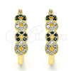 Argolla Pequeña 02.100.0069.2.15 Oro Laminado, con Verde and Blanca Cristal, Pulido, Tono Dorado