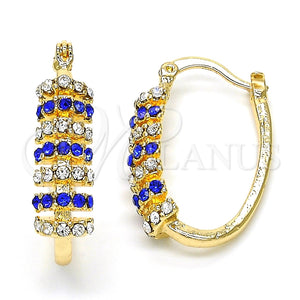 Argolla Pequeña 02.100.0070.15 Oro Laminado, con Zafiro Azul and Blanca Cristal, Pulido, Tono Dorado