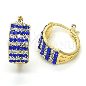Argolla Pequeña 02.100.0072.15 Oro Laminado, con Zafiro Azul and Blanca Cristal, Pulido, Tono Dorado