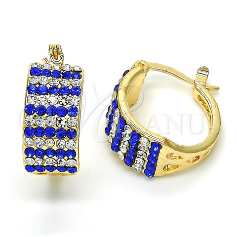 Argolla Pequeña 02.100.0072.15 Oro Laminado, con Zafiro Azul and Blanca Cristal, Pulido, Tono Dorado