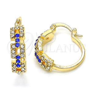 Argolla Pequeña 02.100.0073.20 Oro Laminado, con Zafiro Azul and Blanca Cristal, Pulido, Tono Dorado