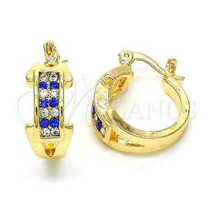 Argolla Pequeña 02.100.0074.15 Oro Laminado, con Zafiro Azul and Blanca Cristal, Pulido, Tono Dorado