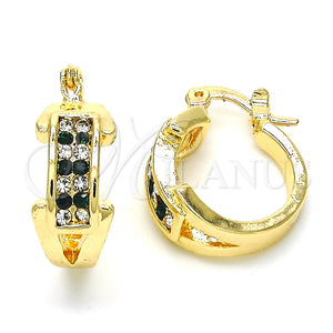 Argolla Pequeña 02.100.0074.2.15 Oro Laminado, con Verde and Blanca Cristal, Pulido, Tono Dorado