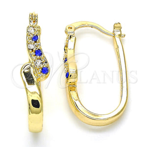 Argolla Pequeña 02.100.0075.15 Oro Laminado, con Zafiro Azul and Blanca Cristal, Pulido, Tono Dorado