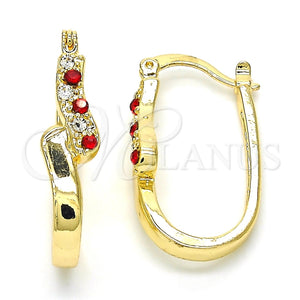 Argolla Pequeña 02.100.0075.1.15 Oro Laminado, con Granate and Blanca Cristal, Pulido, Tono Dorado