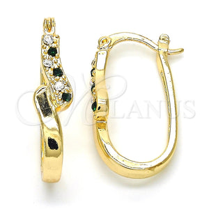 Argolla Pequeña 02.100.0075.2.15 Oro Laminado, con Verde and Blanca Cristal, Pulido, Tono Dorado
