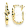 Argolla Pequeña 02.100.0075.2.15 Oro Laminado, con Verde and Blanca Cristal, Pulido, Tono Dorado