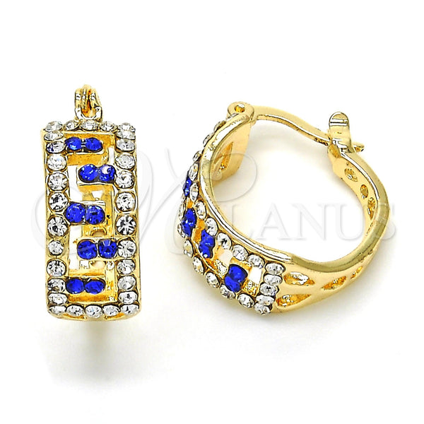 Argolla Pequeña 02.100.0077.15 Oro Laminado, con Zafiro Azul and Blanca Cristal, Pulido, Tono Dorado