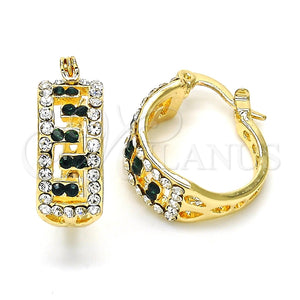 Argolla Pequeña 02.100.0077.2.15 Oro Laminado, con Verde and Blanca Cristal, Pulido, Tono Dorado