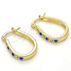 Argolla Pequeña 02.100.0081.15 Oro Laminado, con Zafiro Azul and Blanca Cristal, Pulido, Tono Dorado