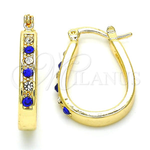 Argolla Pequeña 02.100.0081.15 Oro Laminado, con Zafiro Azul and Blanca Cristal, Pulido, Tono Dorado