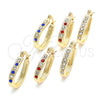 Argolla Pequeña 02.100.0081.15 Oro Laminado, con Zafiro Azul and Blanca Cristal, Pulido, Tono Dorado