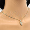 Collares con Dije 04.156.0115.20 Oro Laminado, Diseño de Niñita Pequeña, con Blanca Micro Pave, Pulido, Tono Dorado (02 MM Thickness, 20 Inches Length)