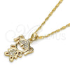 Collares con Dije 04.156.0115.20 Oro Laminado, Diseño de Niñita Pequeña, con Blanca Micro Pave, Pulido, Tono Dorado (02 MM Thickness, 20 Inches Length)