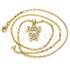 Collares con Dije 04.156.0115.20 Oro Laminado, Diseño de Niñita Pequeña, con Blanca Micro Pave, Pulido, Tono Dorado (02 MM Thickness, 20 Inches Length)