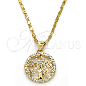 Collares con Dije 04.156.0117.20 Oro Laminado, Diseño de Ãrbol, con Blanca Zirconia Cubica, Pulido, Tono Dorado (02 MM Thickness, 20 Inches Length)