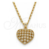 Collares con Dije 04.156.0118.20 Oro Laminado, Diseño de Corazón, con Micro Pave Blanca, Pulido, Tono Dorado (Grosor 02 MM, 20 Pulgadas de Largo)