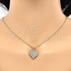 Collares con Dije 04.156.0076.1.20 Oro Laminado, Diseño de Corazón y Amor, con Blanca Micro Pave, Pulido, Tono Dorado (02 MM Thickness, 20 Inches Length)