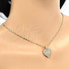 Collares con Dije 04.156.0076.1.20 Oro Laminado, Diseño de Corazón y Amor, con Blanca Micro Pave, Pulido, Tono Dorado (02 MM Thickness, 20 Inches Length)