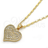 Collares con Dije 04.156.0076.1.20 Oro Laminado, Diseño de Corazón y Amor, con Blanca Micro Pave, Pulido, Tono Dorado (02 MM Thickness, 20 Inches Length)