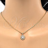 Juego de Arete y Dije de Adulto 10.156.0144 Oro Laminado, Diseño de Corazón, con Blanca Zirconia Cubica and Blanca Micro Pave, Pulido, Tono Dorado
