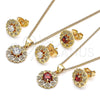 Juego de Arete y Dije de Adulto 10.156.0144 Oro Laminado, Diseño de Corazón, con Blanca Zirconia Cubica and Blanca Micro Pave, Pulido, Tono Dorado
