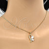 Collares con Dije 04.166.0004.18 Oro Laminado, Diseño de Gota, con Blanca Zirconia Cubica, Pulido, Tono Dorado (02 MM Thickness, 18 Inches Length)