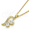Collares con Dije 04.166.0004.18 Oro Laminado, Diseño de Gota, con Blanca Zirconia Cubica, Pulido, Tono Dorado (02 MM Thickness, 18 Inches Length)