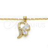 Collares con Dije 04.166.0004.18 Oro Laminado, Diseño de Gota, con Blanca Zirconia Cubica, Pulido, Tono Dorado (02 MM Thickness, 18 Inches Length)