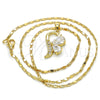Collares con Dije 04.166.0004.18 Oro Laminado, Diseño de Gota, con Blanca Zirconia Cubica, Pulido, Tono Dorado (02 MM Thickness, 18 Inches Length)