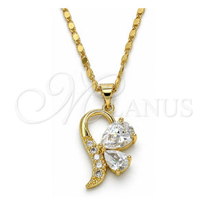 Collares con Dije 04.166.0004.18 Oro Laminado, Diseño de Gota, con Zirconia Cubica Blanca, Pulido, Tono Dorado (Grosor 02 MM, 18 Pulgadas de Largo)