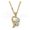Collares con Dije 04.166.0004.18 Oro Laminado, Diseño de Gota, con Zirconia Cubica Blanca, Pulido, Tono Dorado (Grosor 02 MM, 18 Pulgadas de Largo)