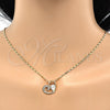 Collares con Dije 04.166.0005.18 Oro Laminado, Diseño de Corazón y Gota, con Blanca Zirconia Cubica, Pulido, Tono Dorado (02 MM Thickness, 18 Inches Length)