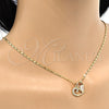 Collares con Dije 04.166.0005.18 Oro Laminado, Diseño de Corazón y Gota, con Blanca Zirconia Cubica, Pulido, Tono Dorado (02 MM Thickness, 18 Inches Length)
