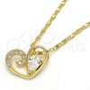 Collares con Dije 04.166.0005.18 Oro Laminado, Diseño de Corazón y Gota, con Blanca Zirconia Cubica, Pulido, Tono Dorado (02 MM Thickness, 18 Inches Length)