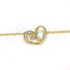 Collares con Dije 04.166.0005.18 Oro Laminado, Diseño de Corazón y Gota, con Blanca Zirconia Cubica, Pulido, Tono Dorado (02 MM Thickness, 18 Inches Length)