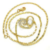 Collares con Dije 04.166.0005.18 Oro Laminado, Diseño de Corazón y Gota, con Blanca Zirconia Cubica, Pulido, Tono Dorado (02 MM Thickness, 18 Inches Length)