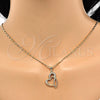 Collares con Dije 04.166.0008.18 Oro Laminado, Diseño de Corazón, con Blanca Zirconia Cubica, Pulido, Tono Dorado (02 MM Thickness, 18 Inches Length)