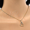 Collares con Dije 04.166.0008.18 Oro Laminado, Diseño de Corazón, con Blanca Zirconia Cubica, Pulido, Tono Dorado (02 MM Thickness, 18 Inches Length)