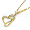 Collares con Dije 04.166.0008.18 Oro Laminado, Diseño de Corazón, con Blanca Zirconia Cubica, Pulido, Tono Dorado (02 MM Thickness, 18 Inches Length)