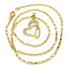 Collares con Dije 04.166.0008.18 Oro Laminado, Diseño de Corazón, con Blanca Zirconia Cubica, Pulido, Tono Dorado (02 MM Thickness, 18 Inches Length)