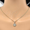 Collares con Dije 04.166.0011.20 Oro Laminado, con Blanca Micro Pave, Pulido, Tono Dorado (02 MM Thickness, 20 Inches Length)