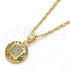 Collares con Dije 04.166.0011.20 Oro Laminado, con Blanca Micro Pave, Pulido, Tono Dorado (02 MM Thickness, 20 Inches Length)