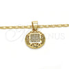 Collares con Dije 04.166.0011.20 Oro Laminado, con Blanca Micro Pave, Pulido, Tono Dorado (02 MM Thickness, 20 Inches Length)