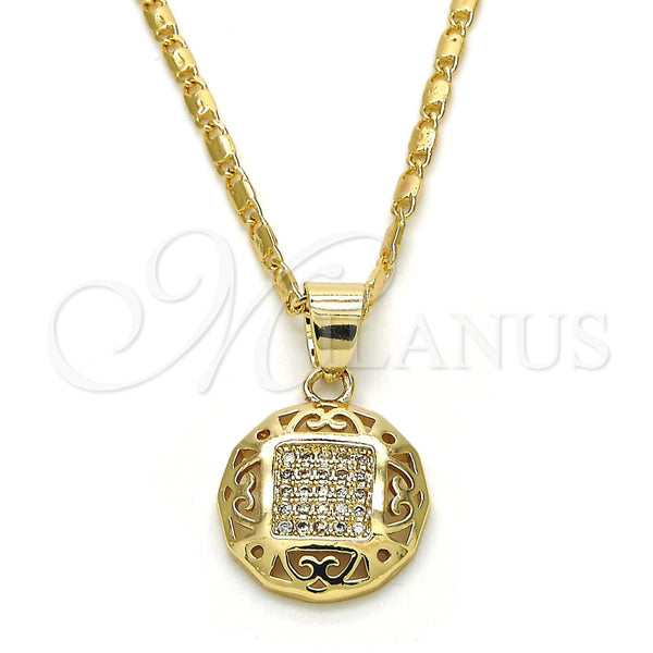 Collares con Dije 04.166.0011.20 Oro Laminado, con Blanca Micro Pave, Pulido, Tono Dorado (02 MM Thickness, 20 Inches Length)