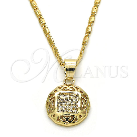 Collares con Dije 04.166.0011.20 Oro Laminado, con Blanca Micro Pave, Pulido, Tono Dorado (02 MM Thickness, 20 Inches Length)