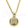 Collares con Dije 04.166.0011.20 Oro Laminado, con Blanca Micro Pave, Pulido, Tono Dorado (02 MM Thickness, 20 Inches Length)