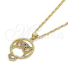 Collares con Dije 04.156.0108.1.20 Oro Laminado, Diseño de Búho, con Zirconia Cubica Granate y Blanca, Pulido, Tono Dorado (Grosor 02 MM, 20 Pulgadas de Largo)