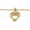 Collares con Dije 04.156.0108.1.20 Oro Laminado, Diseño de Búho, con Zirconia Cubica Granate y Blanca, Pulido, Tono Dorado (Grosor 02 MM, 20 Pulgadas de Largo)